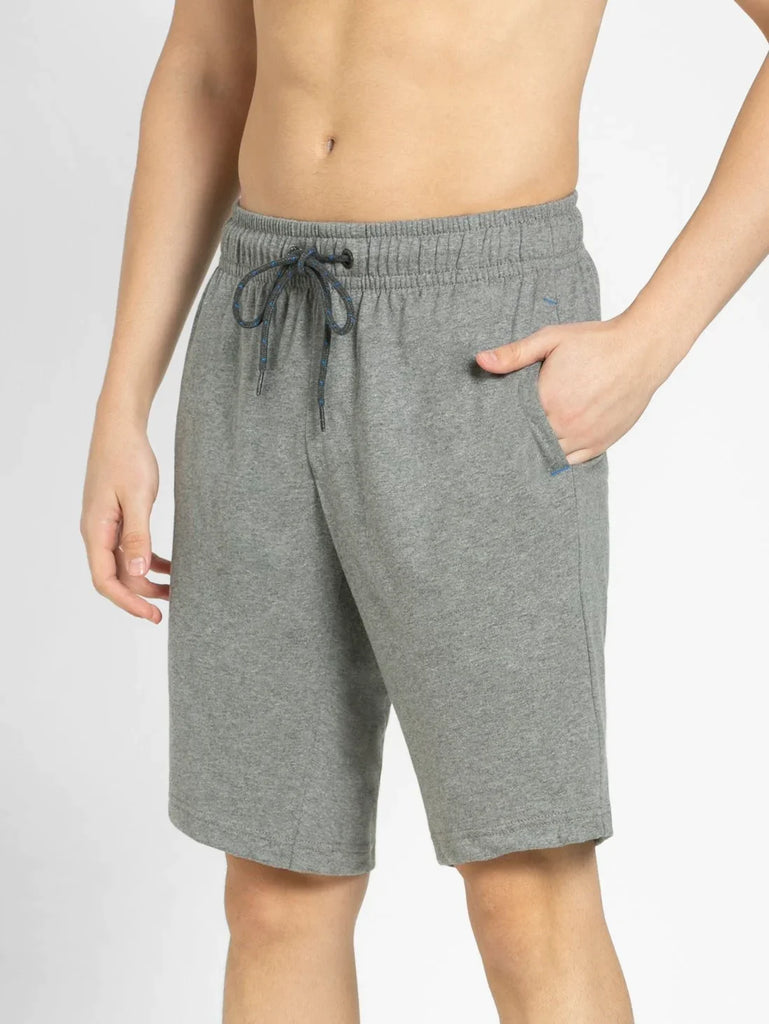 Mid Grey Melange JOCKEY Men's Straight Fit Printed Shorts