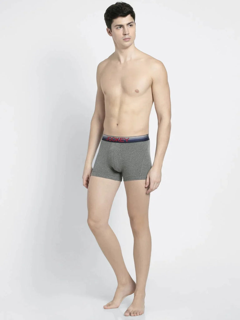 Mid Grey Melange Jockey Elastane Stretch Solid Trunk Underwear For Men