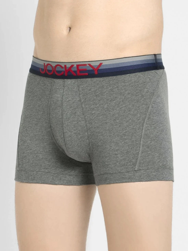 Mid Grey Melange Jockey Elastane Stretch Solid Trunk Underwear For Men