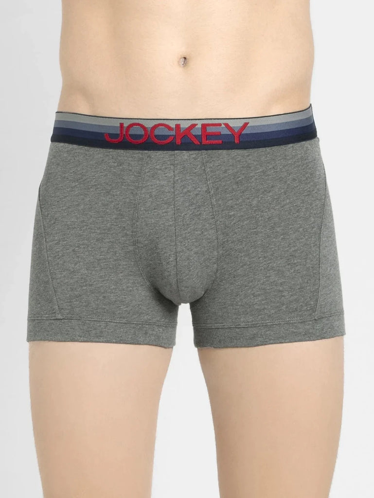 Mid Grey Melange Jockey Elastane Stretch Solid Trunk Underwear For Men