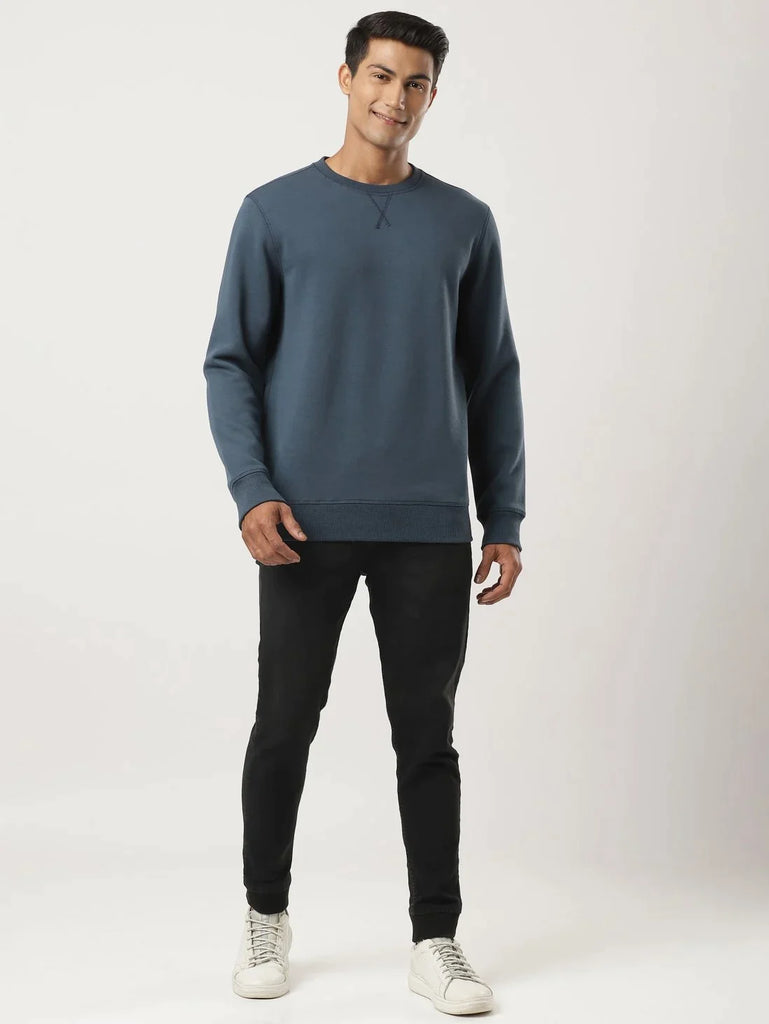 Mid Night Navy JOCKEY Men's Super Combed Cotton Rich Fleece Fabric Sweatshirt