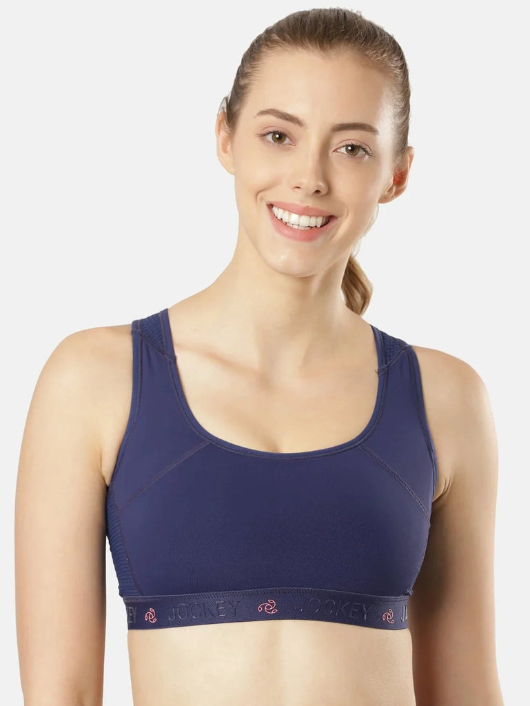 Midnight Sail JOCKEY Women's Wirefree Padded Racer Back Styling Sports Bra.