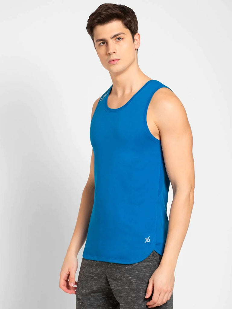 Move Blue JOCKEY Men's Solid Low Neck Tank Top