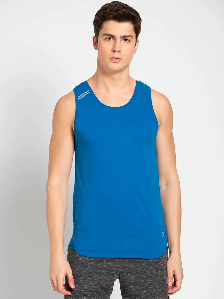 Move Blue JOCKEY Men's Solid Low Neck Tank Top