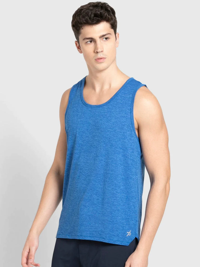 Move Blue JOCKEY Men's Solid Low Neck Tank Top