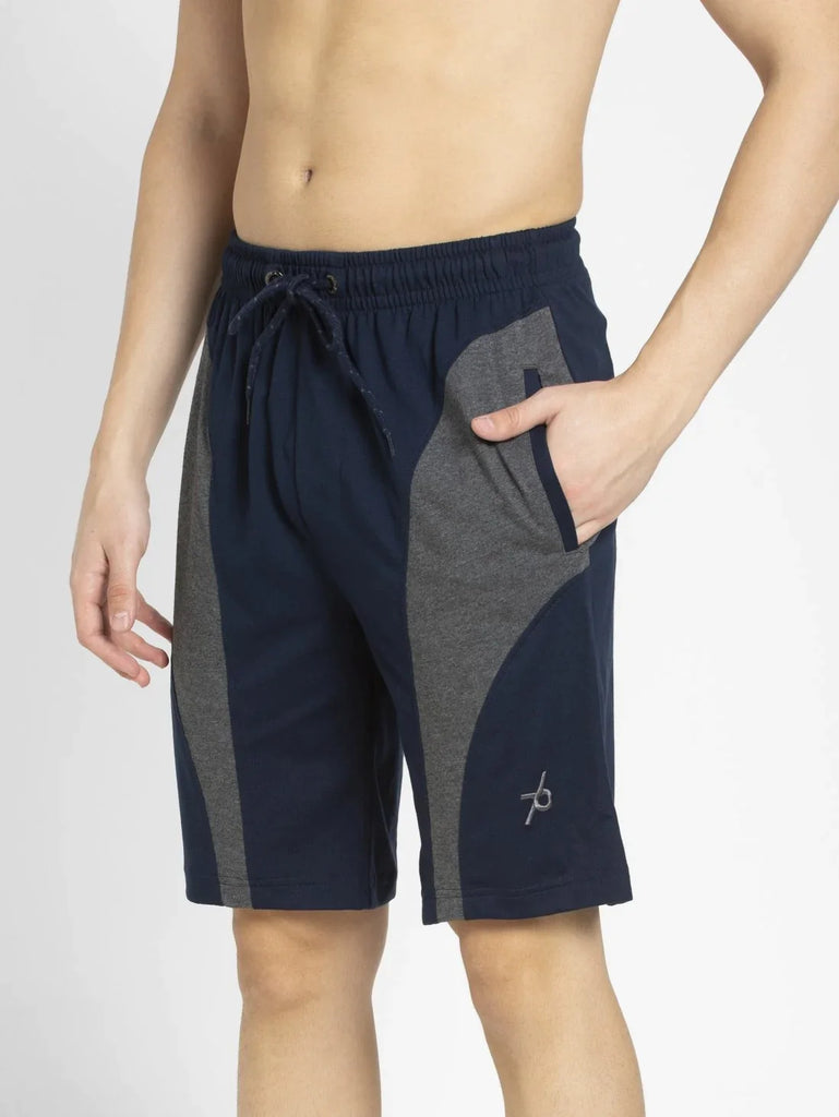 Navy & Charcoal Melange JOCKEY Men's Straight Fit Solid Shorts