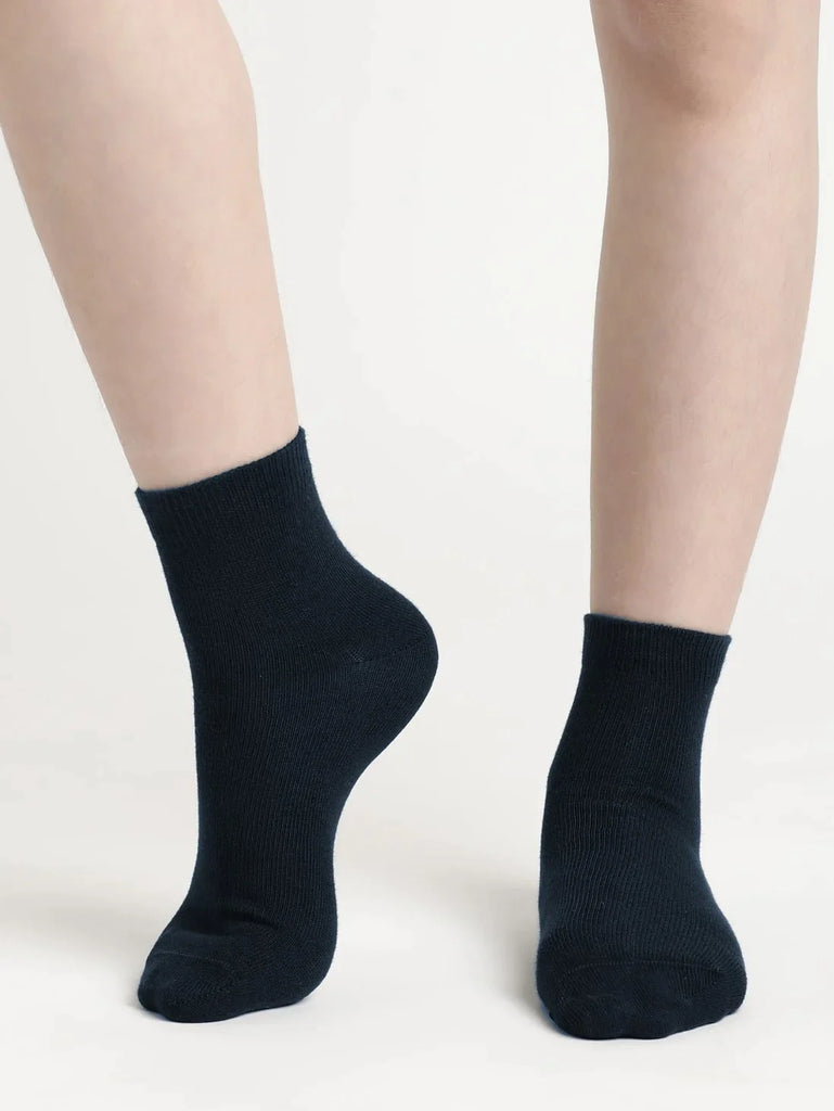 Navy  Jockey Unisex Kid's Compact Cotton Stretch Solid Ankle Length Socks With Stay Fresh Treatment