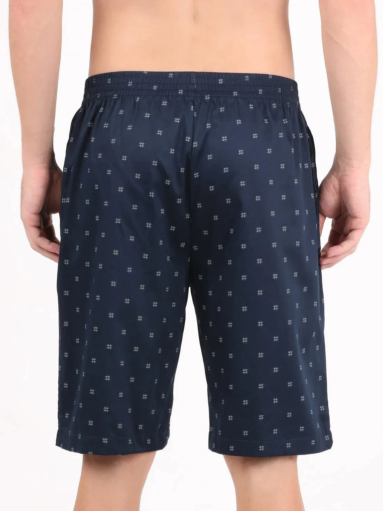 Navy JOCKEY Men's Super Combed Cotton Woven Regular Fit Printed Bermuda