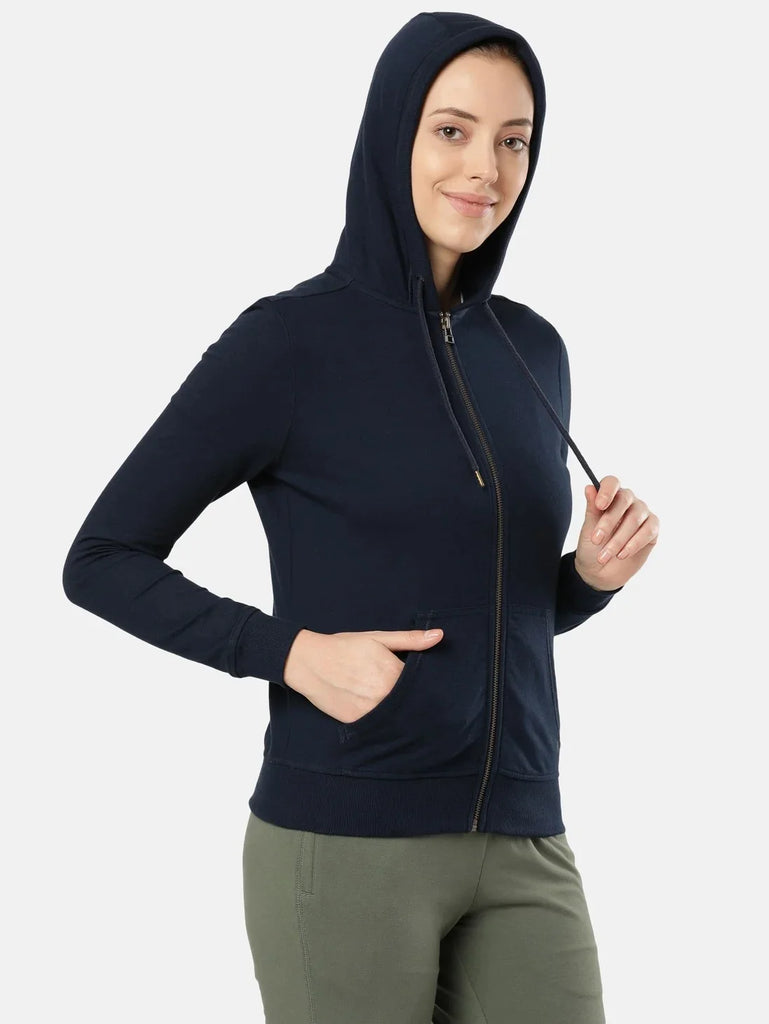 Navy Blazer JOCKEY Women's Cotton French Terry Fabric Hoodie Jacket