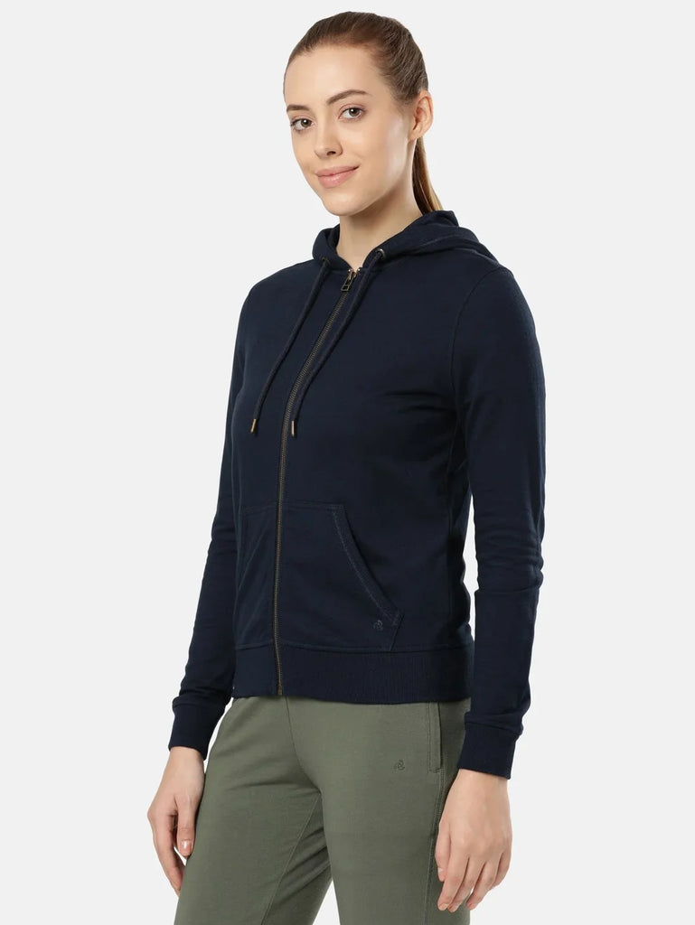 Navy Blazer JOCKEY Women's Cotton French Terry Fabric Hoodie Jacket