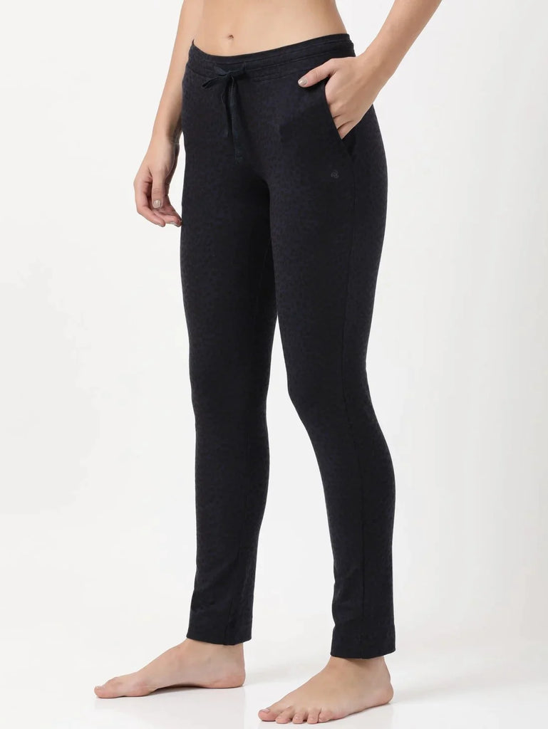 Navy Blazer Printed Slim Fit JOCKEY Women's Trackpants 