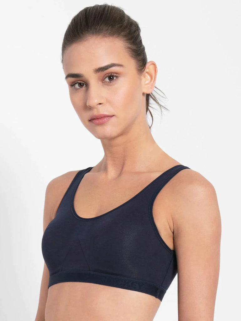 Navy Blazer JOCKEY Women's Wirefree Non Padded Slip-On Active Bra.