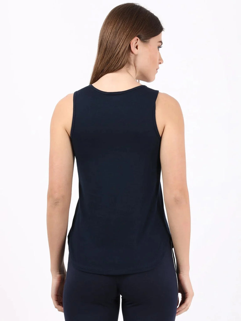 Navy Blazer  JOCKEY Women's Solid Curved Hem Styled Tank Top