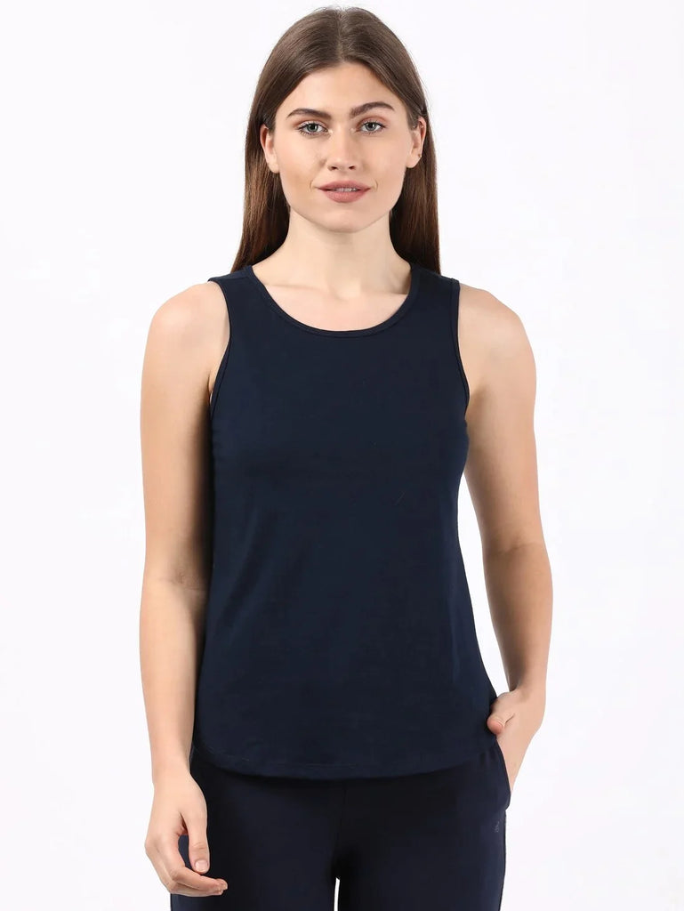 Navy Blazer  JOCKEY Women's Solid Curved Hem Styled Tank Top