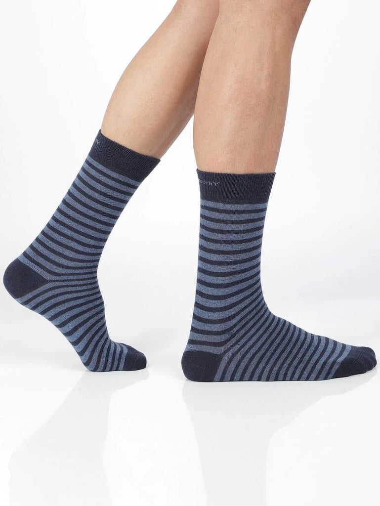 Navy Jockey Men's Compact Cotton Stretch Crew Length Socks With Stay Fresh Treatment