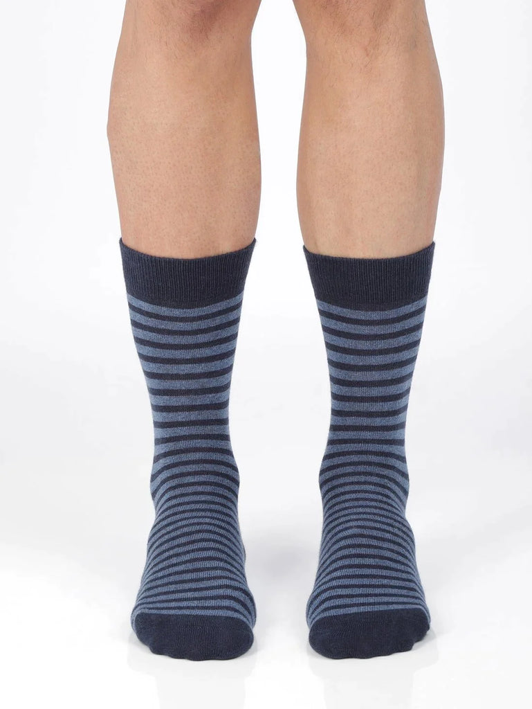 Navy Jockey Men's Compact Cotton Stretch Crew Length Socks With Stay Fresh Treatment