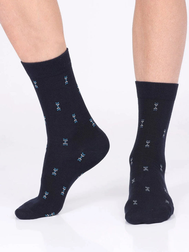 Navy Jockey Men's Compact Cotton Stretch Crew Length Socks with Stay Fresh Treatment 