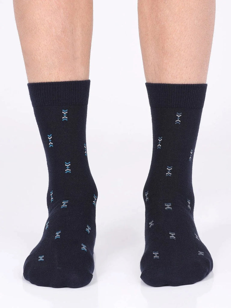 Navy Jockey Men's Compact Cotton Stretch Crew Length Socks with Stay Fresh Treatment 