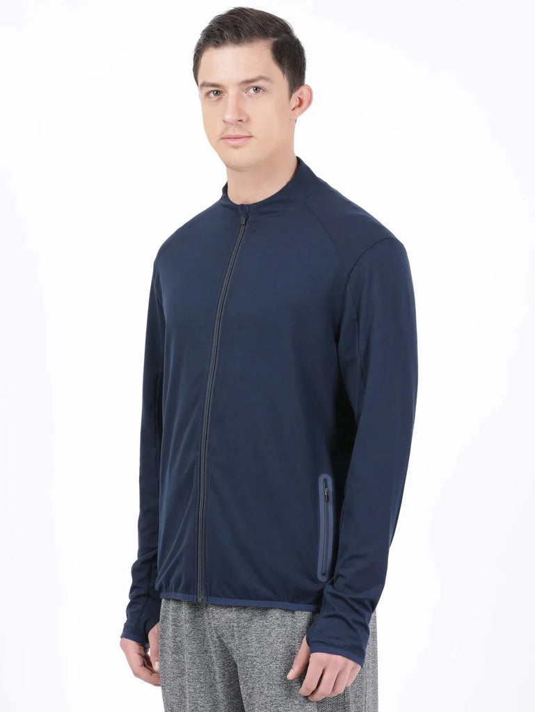 Navy JOCKEY Men's Soft Touch Microfiber Elastane Stretch Thumbhole Jacket