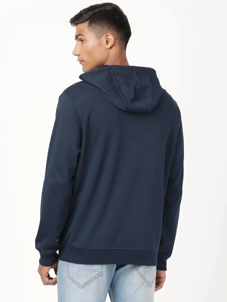 Navy JOCKEY Men's Super Combed Cotton Ribbed Cuff Hoodie Jacket