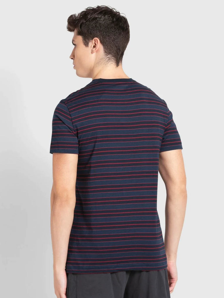 Navy & Insignia Blue JOCKEY Men's Striped Round Neck Half Sleeve T-Shirt