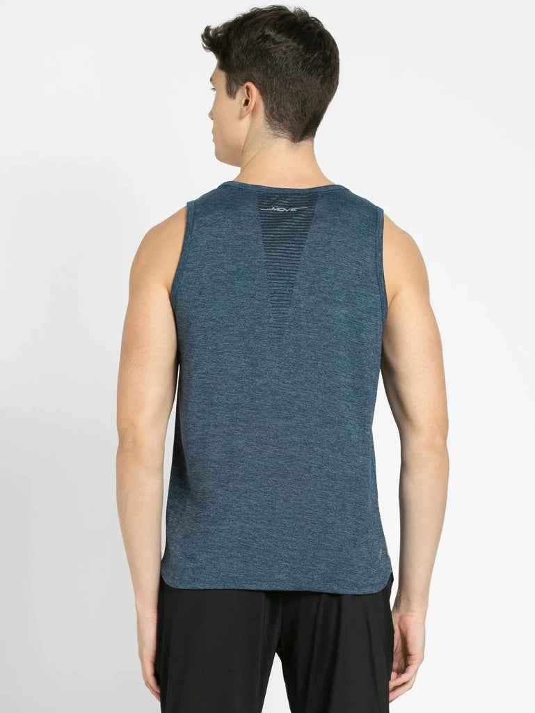 Navy Melange JOCKEY Men's Solid Low Neck Tank Top