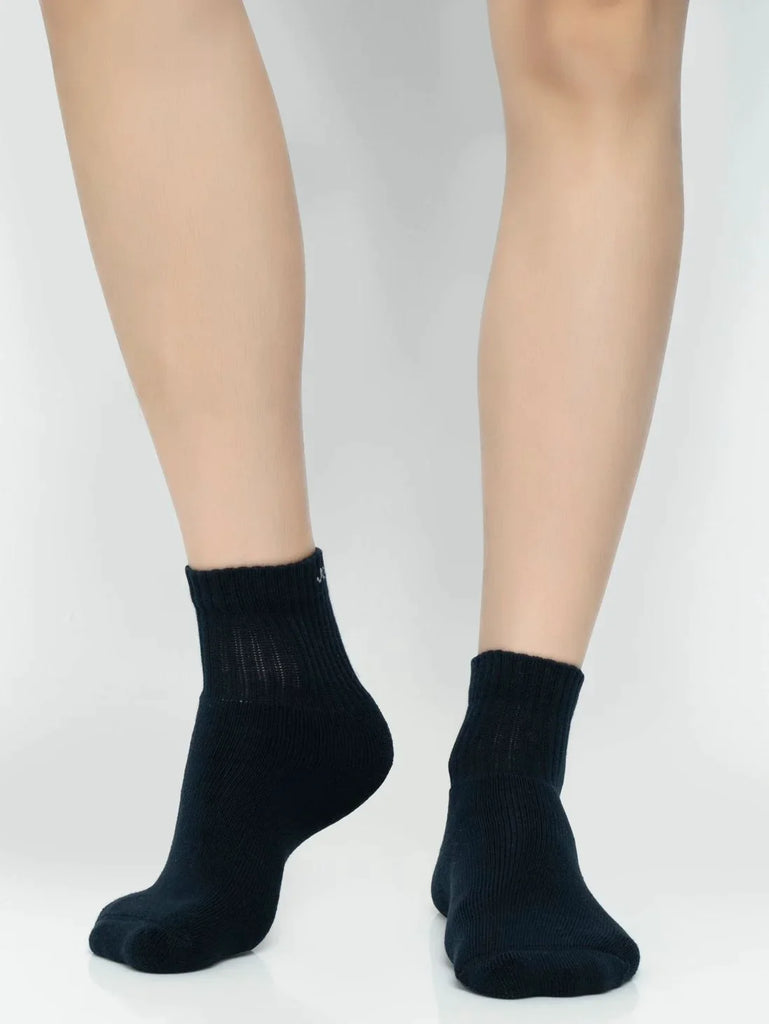 Navy Jockey Men's Compact Cotton Terry Ankle Length Socks With Stay Fresh Treatment