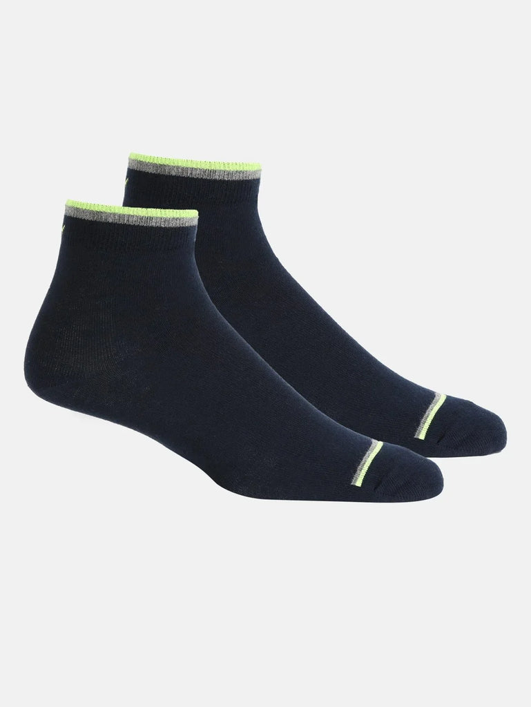 Navy Jockey Men's Compact Cotton Stretch Ankle Length Socks With Stay Fresh Treatment