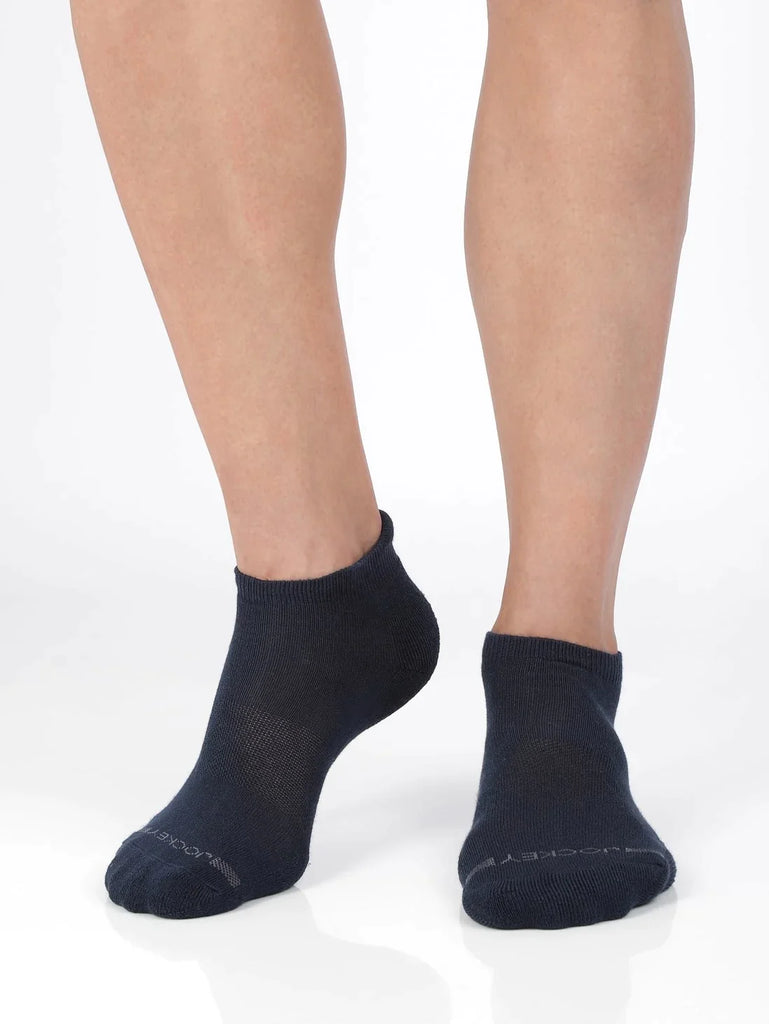 Navy Jockey Men's Compact Cotton Stretch Low Show Socks with Stay Fresh Treatment 