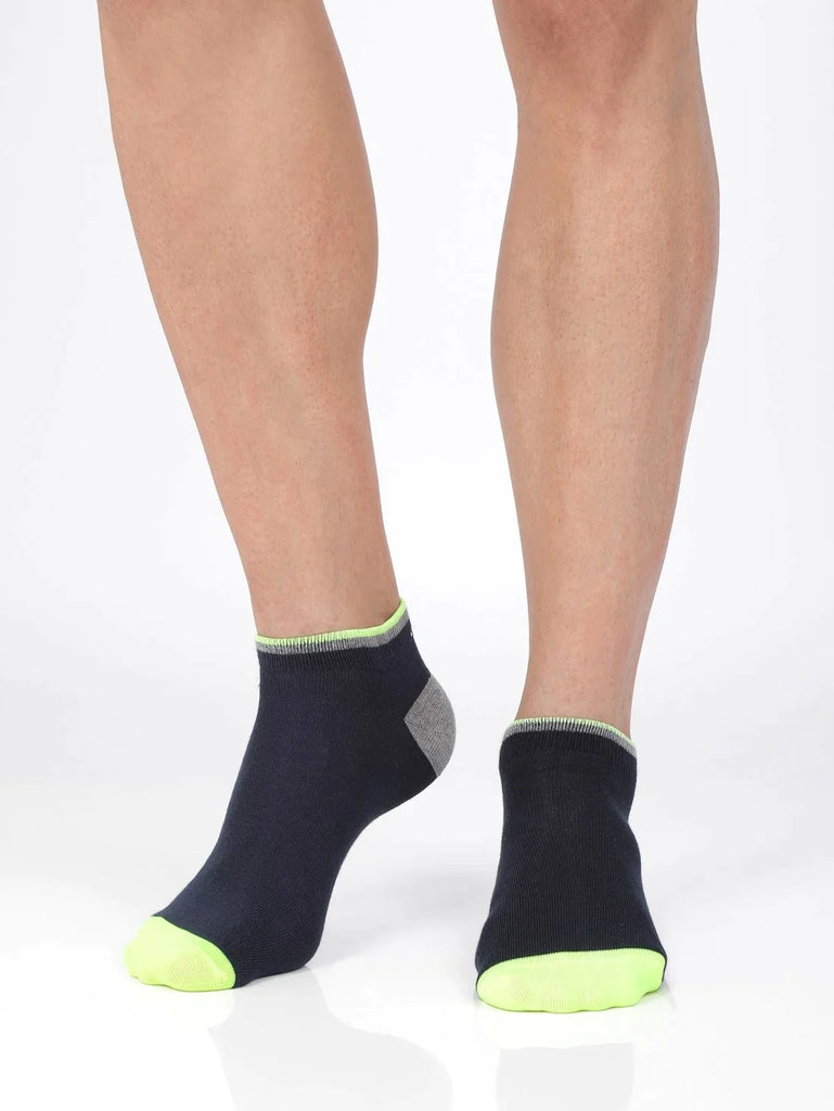 Navy Jockey Men's Compact Cotton Stretch Low Show Socks With Stay Fresh Treatment