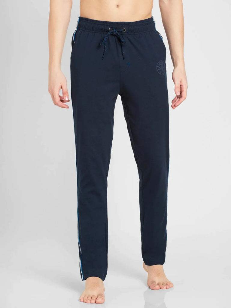 Navy & Neon BlueSlim Fit JOCKEY Men's Trackpants