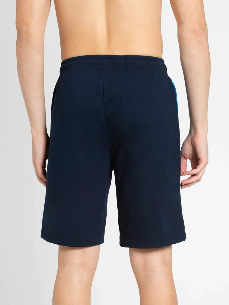 Navy & Neon Blue JOCKEY Men's Straight Fit Solid Shorts