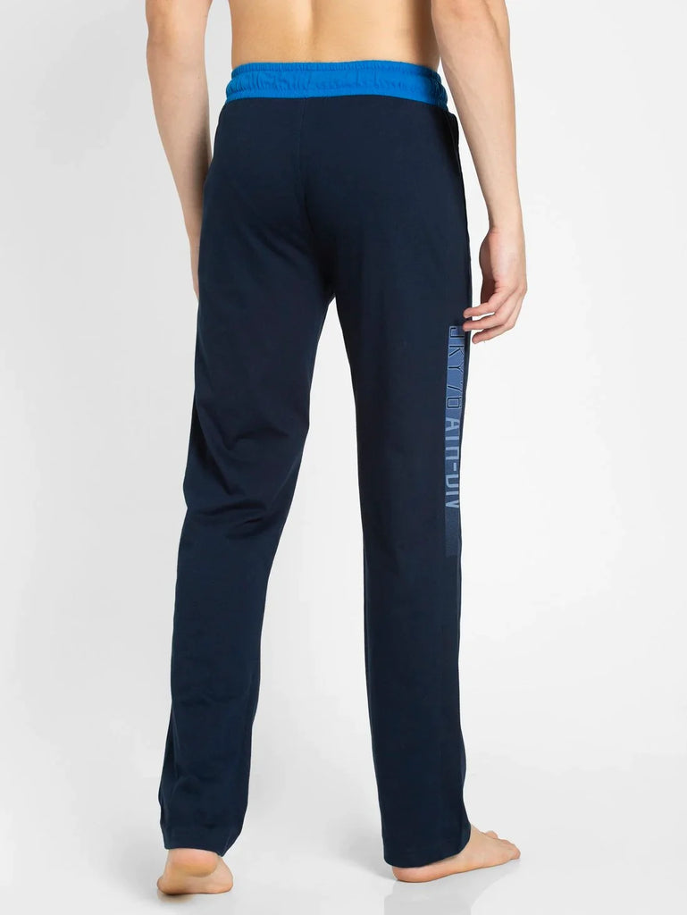 Navy & Neon Blue Slim Fit JOCKEY Men's Trackpants