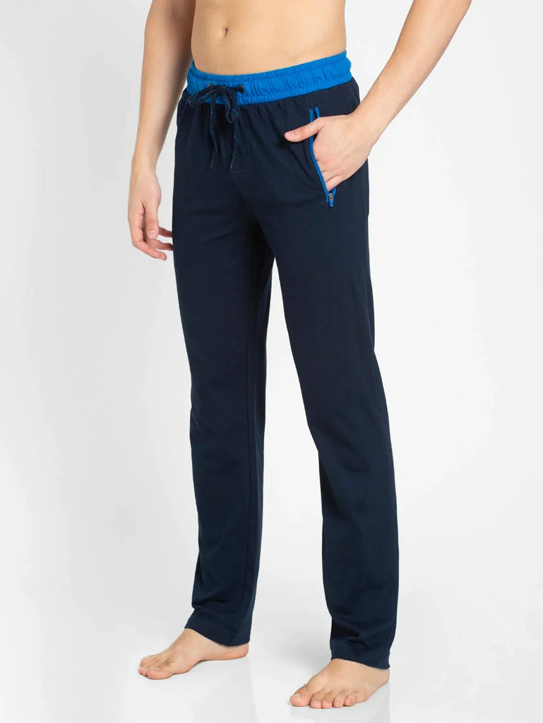 Navy & Neon BlueSlim Fit JOCKEY Men's Trackpants