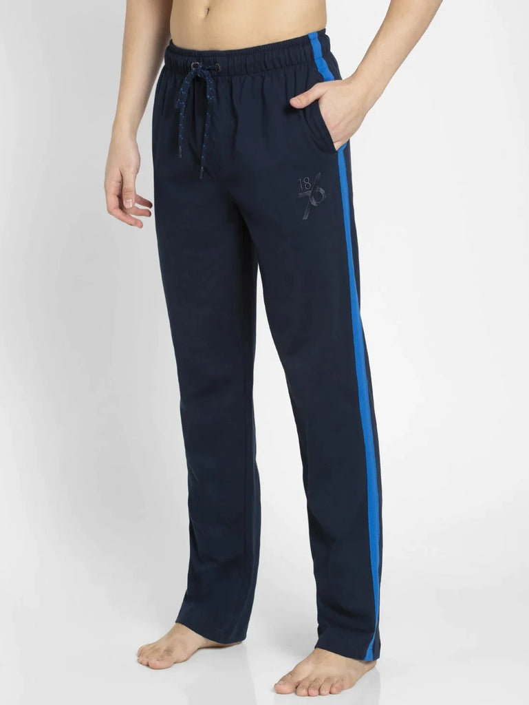 Navy & Neon Blue Straight Fit JOCKEY Men's Trackpants.