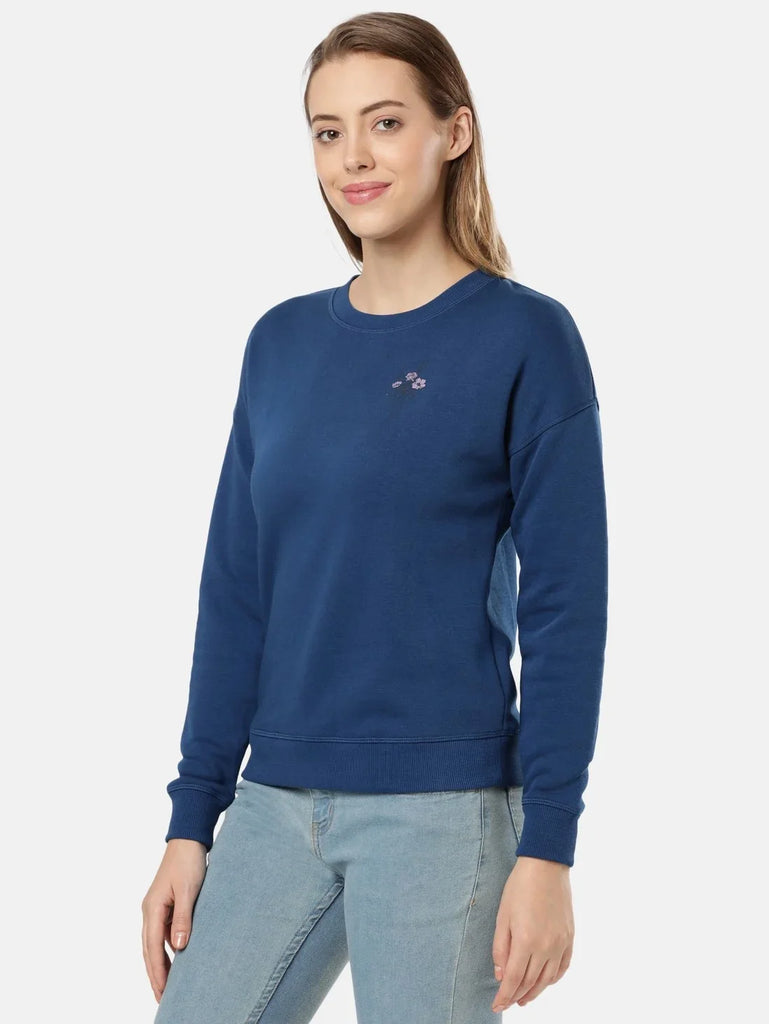 Navy Peony JOCKEY Women's Cotton Printed Sweatshirt