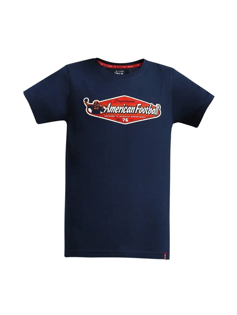 Navy JOCKEY Boy's Graphic Printed Half Sleeve T-Shirt