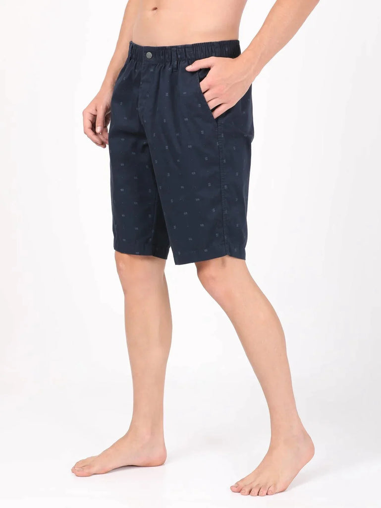 Navy JOCKEY Men's Super Combed Cotton Straight Fit Printed Shorts