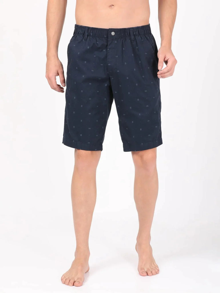 Navy JOCKEY Men's Super Combed Cotton Straight Fit Printed Shorts