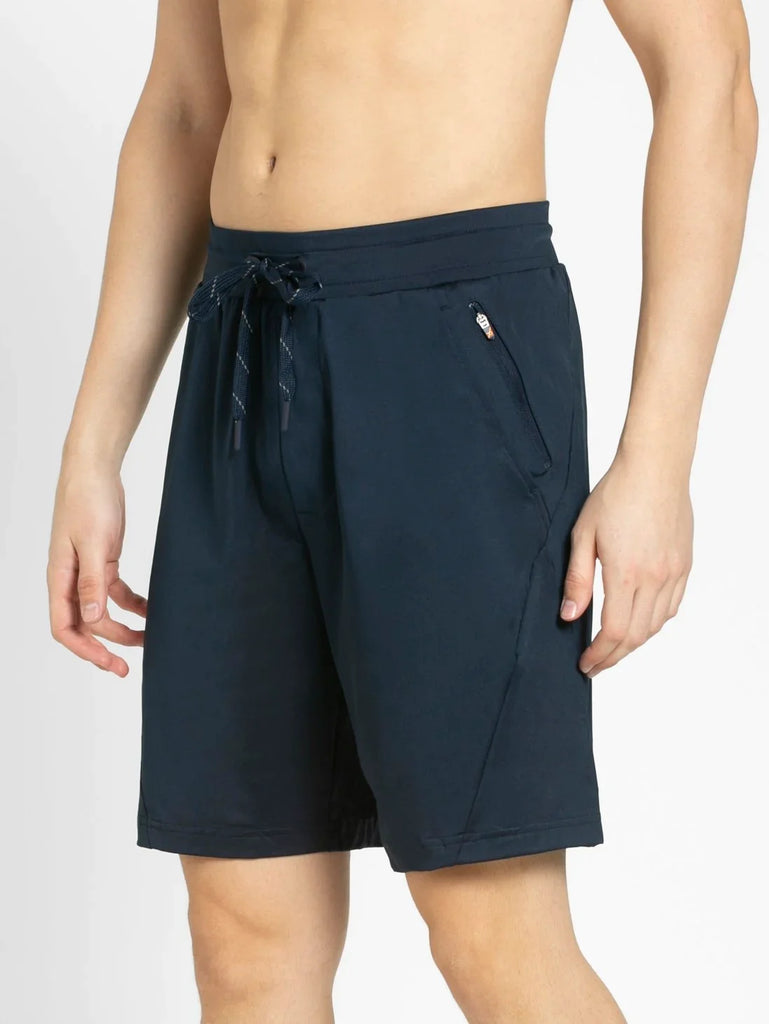 Navy JOCKEY Men's Microfiber Straight Fit Solid Shorts