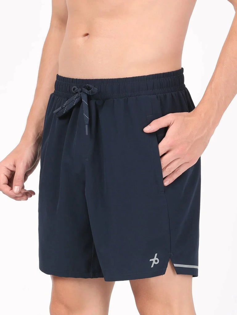 Navy JOCKEY Men's Recycled Microfiber Straight Fit Solid Shorts