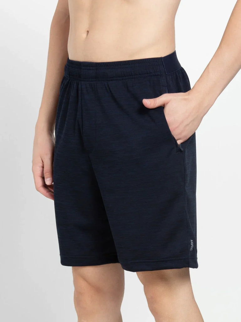 Navy JOCKEY Men's Microfiber Straight Fit Solid Shorts