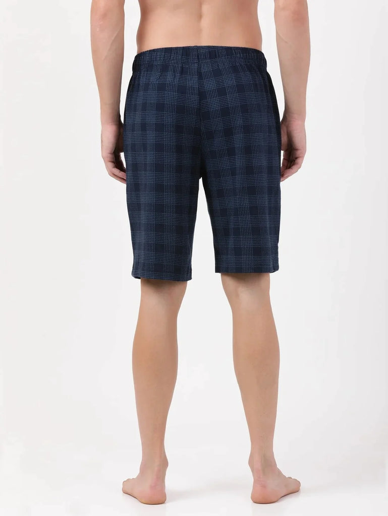 Navy JOCKEY Men's Super Combed Cotton Regular Fit Checkered Shorts