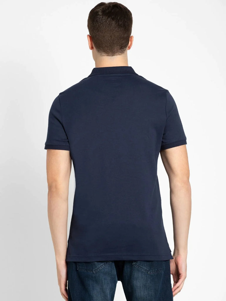 Navy JOCKEY Men's Solid Half Sleeve Polo T-Shirt