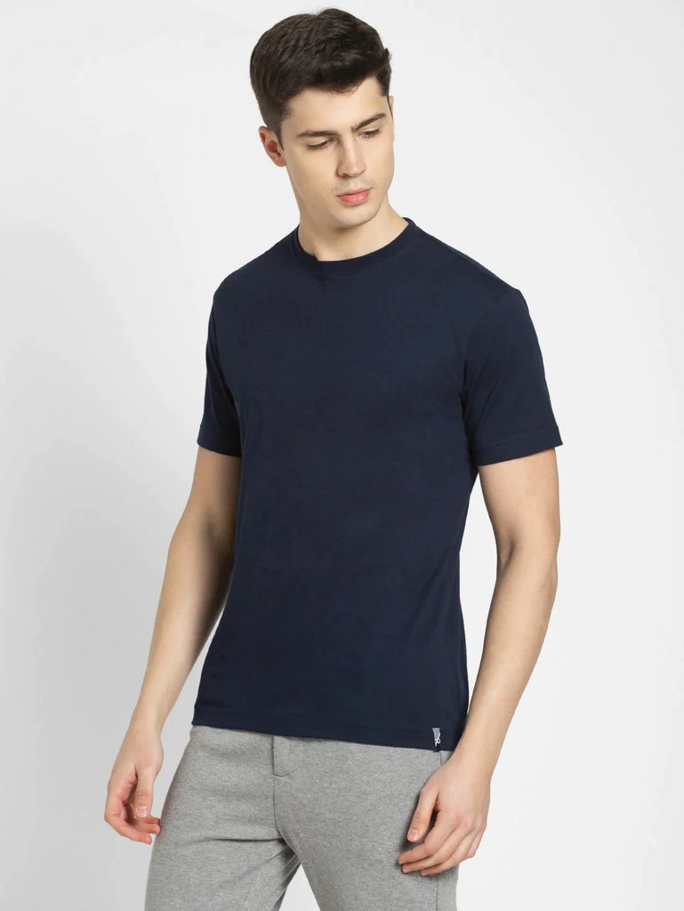 Navy JOCKEY Men's Printed Round Neck Half Sleeve T-Shirt