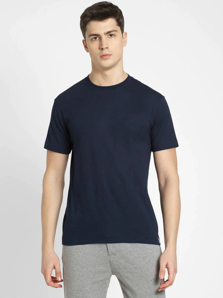 Navy JOCKEY Men's Printed Round Neck Half Sleeve T-Shirt