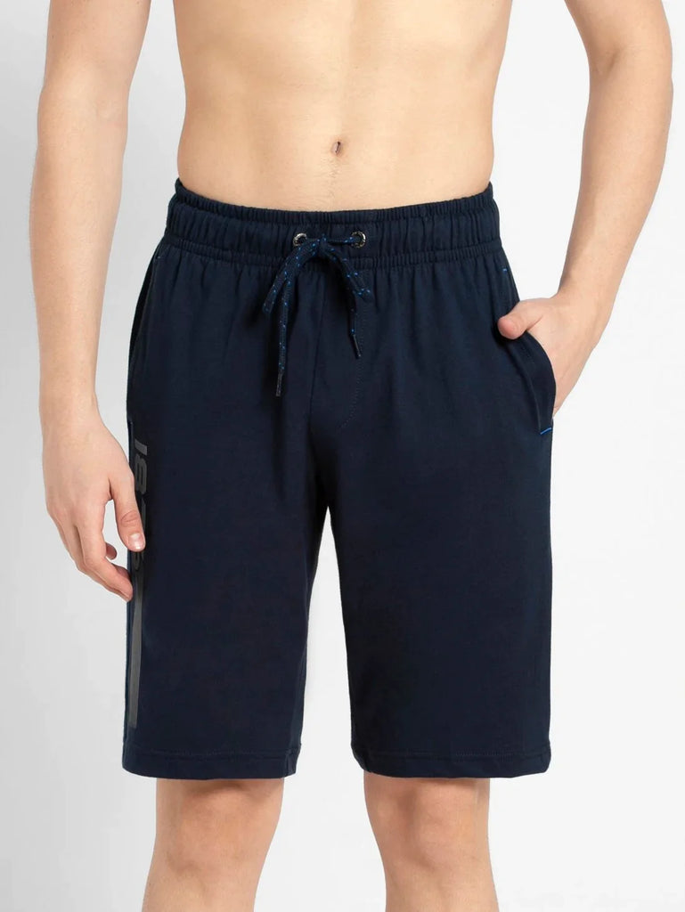 Navy JOCKEY Men's Straight Fit Printed Shorts