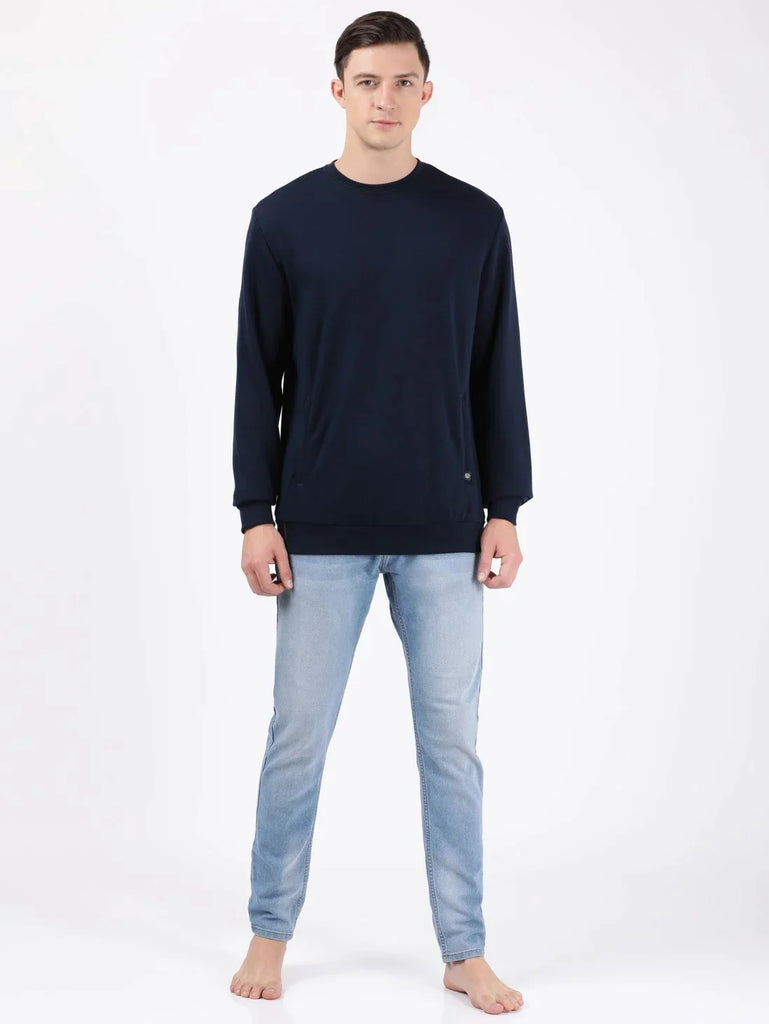 Navy JOCKEY Men's Super Combed Cotton Rich Plated Sweatshirt