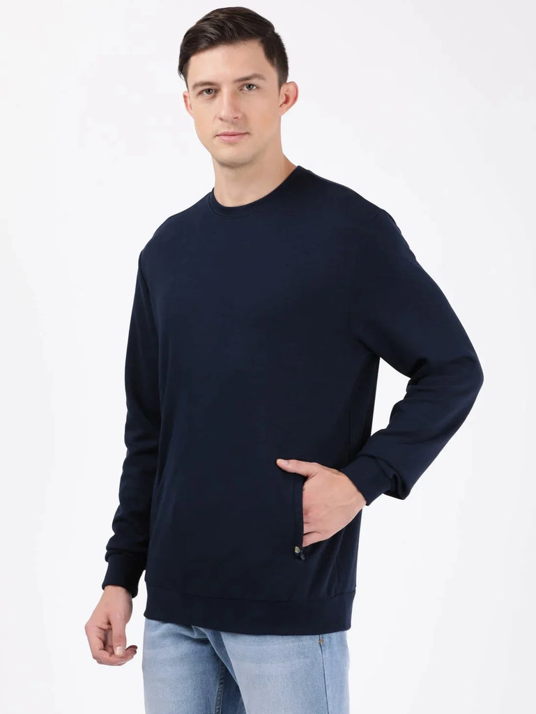 Navy JOCKEY Men's Super Combed Cotton Rich Plated Sweatshirt