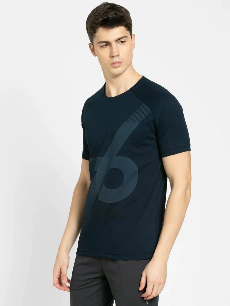 Navy JOCKEY Men's Round Neck Half Sleeve T-Shirt